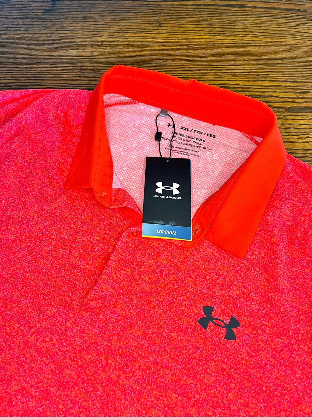 NEW Under Armour Mens XL Iso-Chill Heather Polo Shirt NWT Red Orange Golf